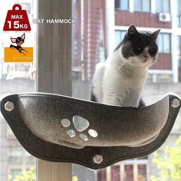 ハンモック 猫窓 ベッド 吸盤タイプ ネコ窓 取付簡単 キャットウォーク 耐荷重15kg 肉球 ネコ用 猫 キャット ねこ 室内用 ペット キャットタ