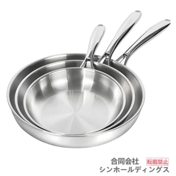 なし ステンレス フライパン 厚底3層構造 物理的不粘技術 電子調理器対応 焼き物 炒め物 煮物OK 焦げ付き防止 家庭用 プロ仕様 ガラス蓋付き 直径28c