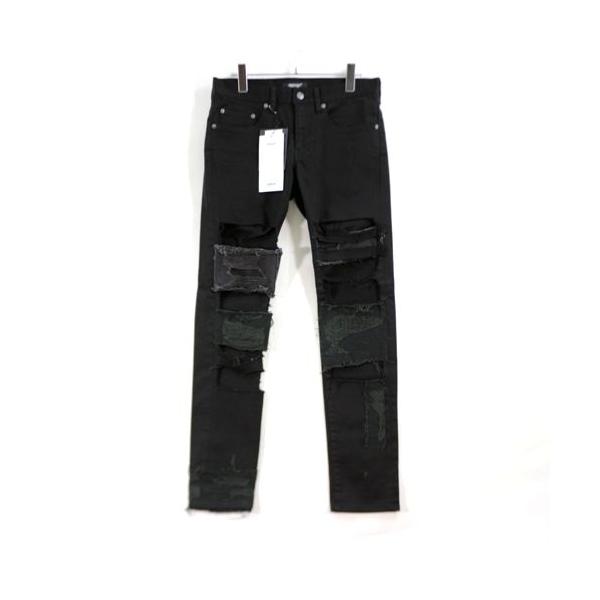 アンダーカバー 2010/AW 膝ダメージ フロッキー加工スリムパンツ サイズ2 アンダーカバー 2010/AW 膝ダメージ フロッキー加工スリムパンツ