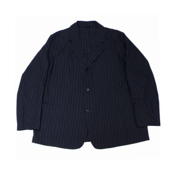 COMOLI コモリ 23SS ウールストライプジャケット 3 ネイビー