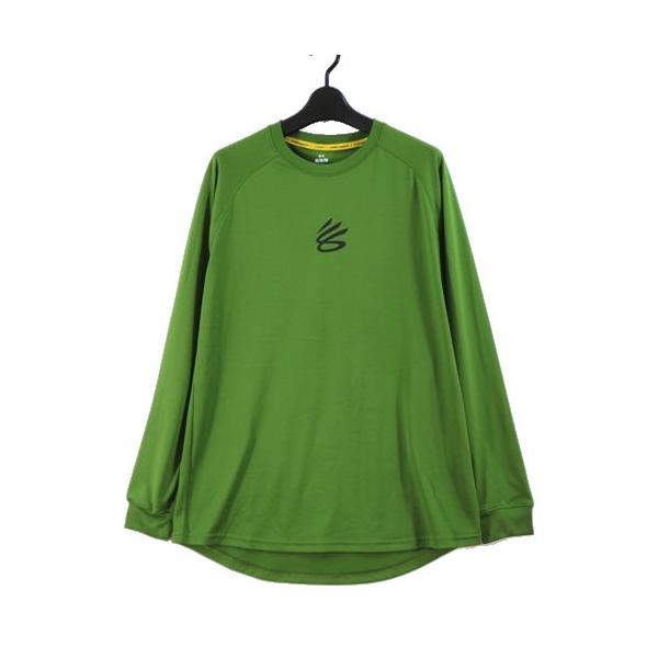 UNDER ARMOUR アンダーアーマー バスケットボールウェア カリー テック ロゴ ロングスリーブ Tシャツ M グリーン