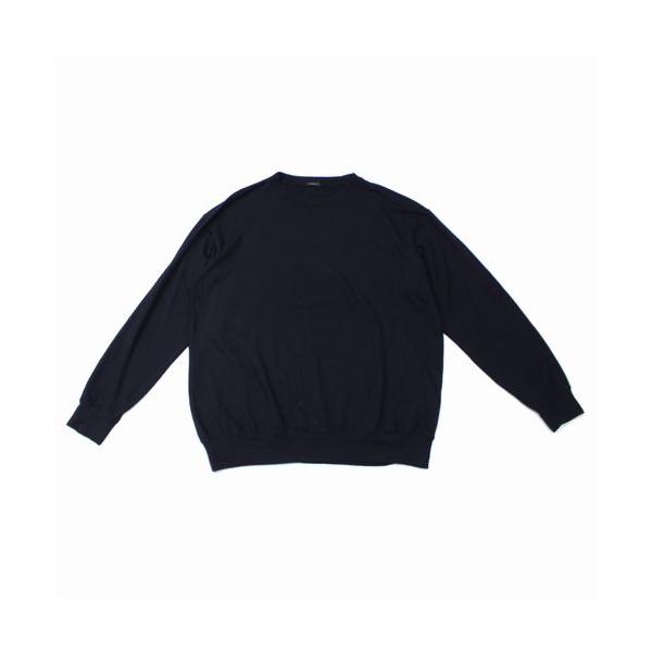 COMOLI 22AW コモリ ウール天竺長袖クルー 2 美品 COMOLI コモリ 22AW ウール天竺長袖クルー ニット 2 ネイビー