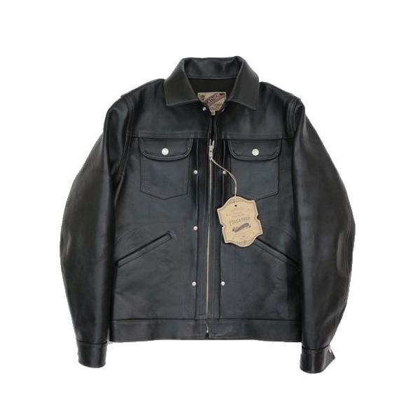 Y'2 LEATHER ワイツーレザー IRON TANNED HORSE 60’S DENIMZIPJACKET レザージャケット 36 ブラック