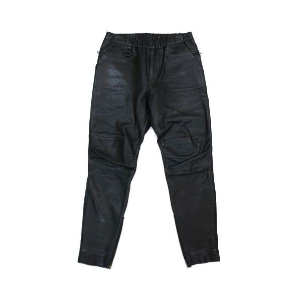 SUNSEA サンシー 14AW LEATHER FLEA MARKET PANTS レザーフリーマーケットパンツ 3 ブラック