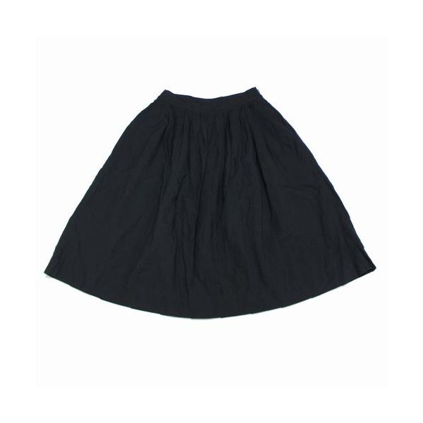 美品 マーガレットハウエル ライトウェイト リネン フレアスカート 2 黒 MARGARET HOWELL（マーガレットハウエル）の「COTTON LINEN