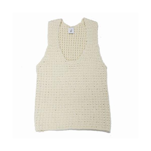 【6(ROKU)】ローゲージ ノースリーブ ニット 6(ROKU) ロク 25SS ローゲージ ノースリーブ ニット オフ