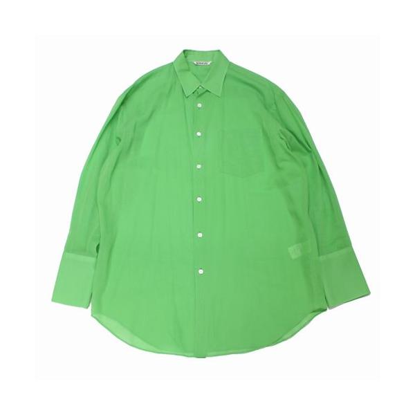 美品オーラリー HARD TWIST FINX ORGANDY SHIRT 4 HARD TWIST FINX ORGANDY SHIRT(LIGHT YELLOW CHAMBRAY) - H-L