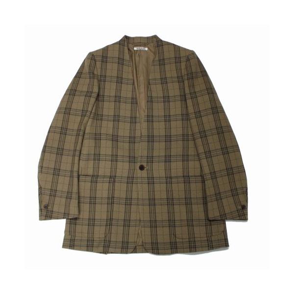 AURALEE オーラリー 19AW WOOL SERGE CHECK NO COLLAR JACKET 1