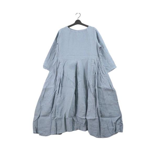 【新品】ネストローブnest Robe麻100%グラデーションワンピース　日本製 nest Robe ネストローブ 16AW リネン ワンピース ブルー : unstitch
