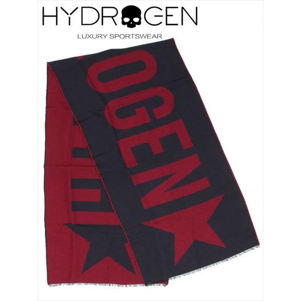 HYDROGEN（ハイドロゲン） ロゴ入り ストール ネイビー×レッド 切りっ 
