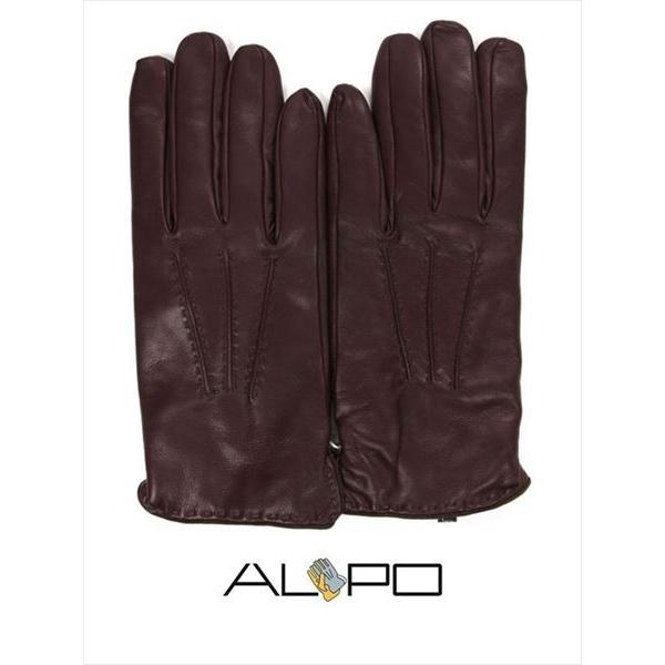 ALPO（アルポ） ラムレザーグローブ ダークブラウン 羊革 手袋 メンズ