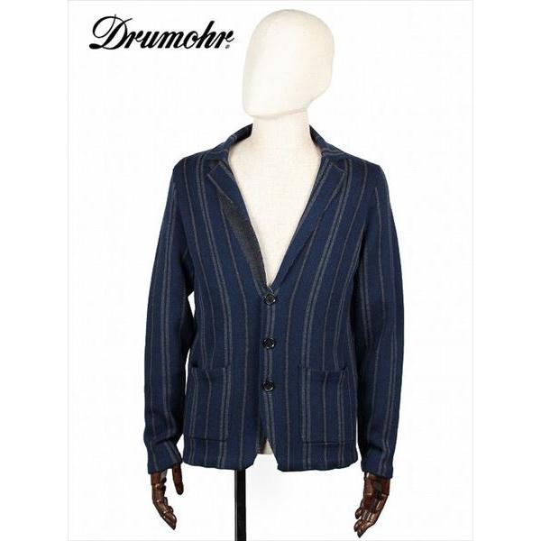 DRUMOHR（ドルモア） ウール ストライプ 3B シングルテーラードニット 