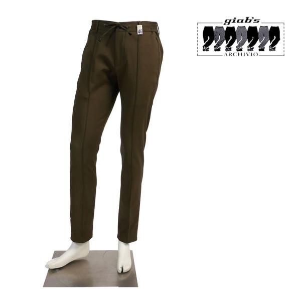 極美品✨ジャブスアルキヴィオ マサッチョ 永久クリース ストレッチ 48 カーキ giab's ARCHIVIO（ジャブス アルキヴィオ） メンズ マサッチョ カーキ