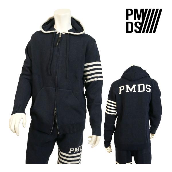 P.M.D.S. イタリア製 ジップ パーカー L ネイビー フーディ PMDS ピーエムディーエス メンズ sarah ジップアップ パーカー