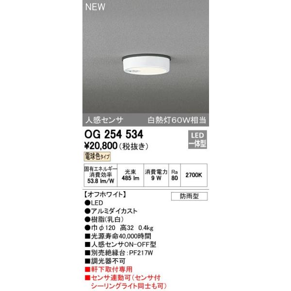 ODELIC ☆オーデリック OG254529 エクステリア 軒下用LED小型