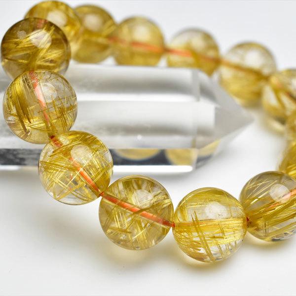 ゴールドルチル タイチンルチル AAAAA ブレスレット (約15〜15.5mm×14 