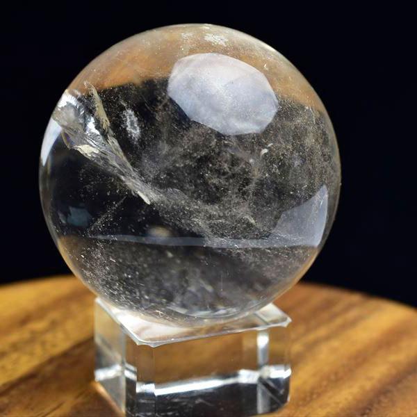 天然 水晶 丸玉 スフィア (約43.9mm珠) 台座付 虹入り レインボー