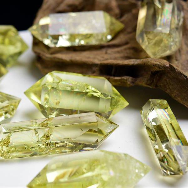 虹入り シトリン ダブルポイント 両剣黄水晶 種類お任せ (約30g