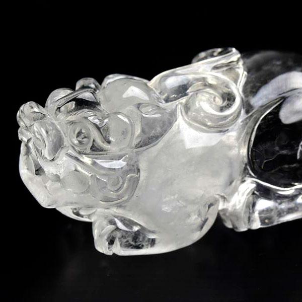 蓄財・招財 天然 水晶 貔貅（約248g）ヒキュウ 彫刻 置物 高品質天然