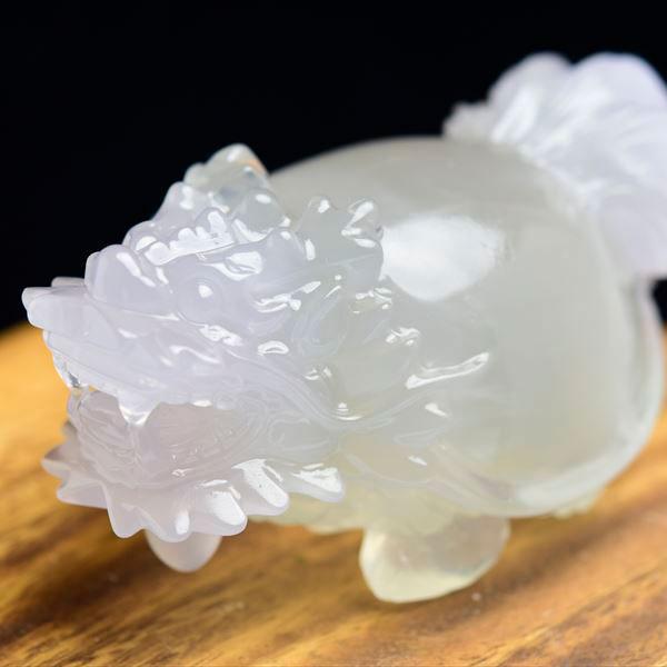 正財運 フローライト 蛍石 龍亀 ロングイ彫刻 置物 (約361.5g) マルチ