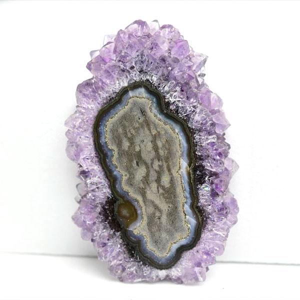フラワーアメジスト スライス スタラクタイト 約12.9g 原石 ウルグアイ