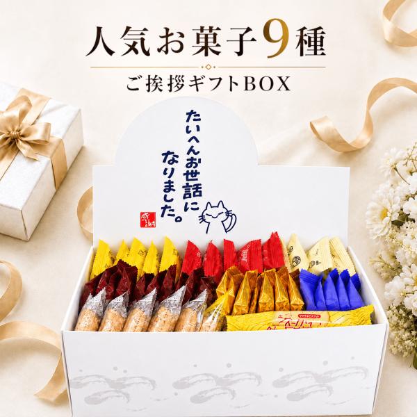 【人気9種お菓子ギフトボックス】個包装 約50袋入 お世話になりました お礼 プチギフト 退職 転職 引っ越し 贈り物 挨拶 感謝