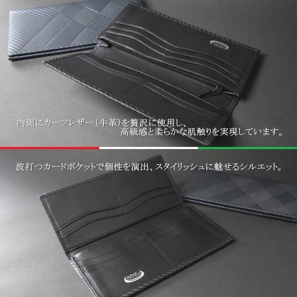 INDIEee インディ 二つ折り長財布 エンボスカーボンレザー 薄