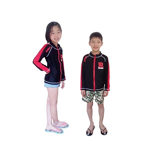 「商品情報」子供用ZIP付ラッシュガード 学校でも使えるノーフード ※学校により使用できるラッシュガードに規定がある場合がございます※ 着脱しやすいフロントZIPUPタイプの長袖ラッシュガード UVカット(紫外線カット) ジュニア ボーイズ...