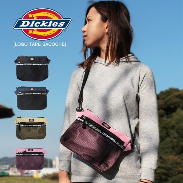 Dickies ディッキーズ LOGO TAPE SACOCHE レディース メンズ ロゴ テープ クラッチバッグ ショルダー 斜めがけ メッシュ ミニショルダー ミニバッグ 軽量