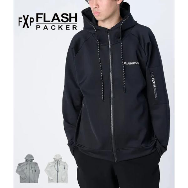 FLASH PACKER フラッシュパッカー XP-AIR PARKA エアテンション ダンボールニット ジップパーカー メンズ スウェット カジュアル スポーツ フーディ ジャージ