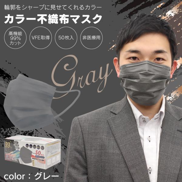 不織布マスク おしゃれ マスク 使い捨て 不織布 カラーマスク グレー 50枚 1箱 男性 メンズ 女性 防災 小顔 おしゃれ ネコポス 378gry Upper Gate 通販 Yahoo ショッピング