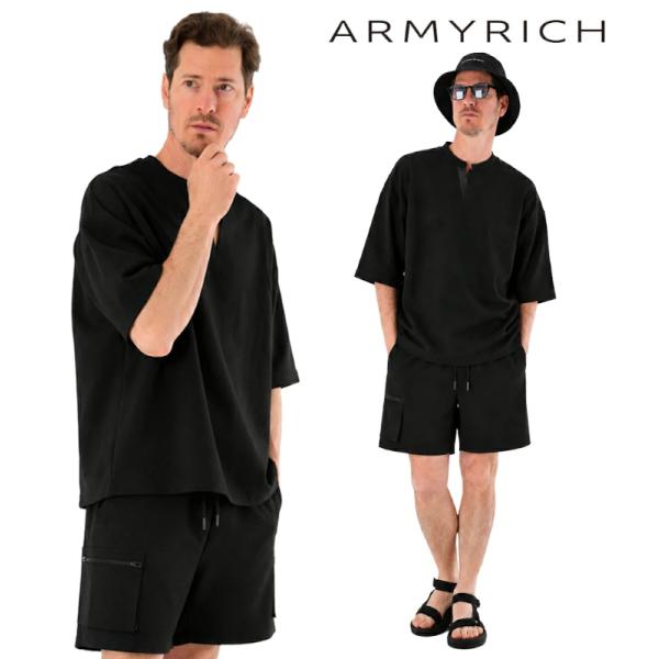 ARMYRICH アーミーリッチ シアサッカースキッパーシャツセットアップ メンズ 上下セット カジュアル 夏 半袖 短パン ルームウェア リゾート
