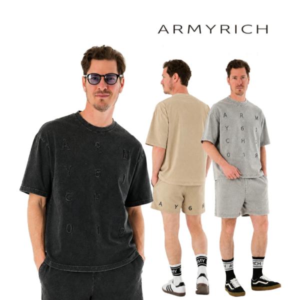 ARMYRICH アーミーリッチ ピグメント加工Tシャツセットアップ 半袖 メンズ 上下セット カジュアル スポーツ ジム トレーニング ルームウェア