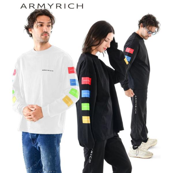 ARMYRICH アーミーリッチ 袖プリント ロングTシャツ 長袖 ブランド トップス おしゃれ オーバーサイズ