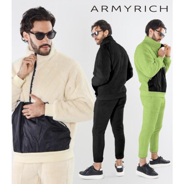 ARMYRICH アーミーリッチ ボアセットアップ もこもこ メンズ ルームウェア 部屋着 男性 フリース 暖かい 上下セット カジュアル