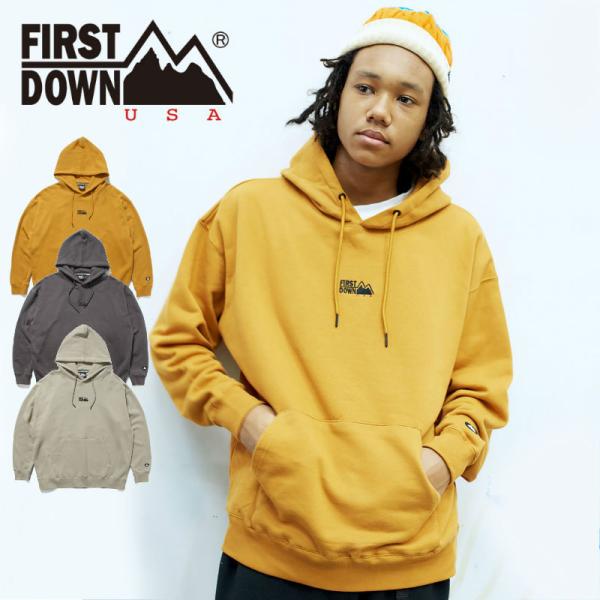 FIRST DOWN �t�@�[�X�g�_�E�� PRINT PULLOVER HOODIE �t�[�f�B�[ �X�E�F�b�g�p�[�J�[ ���S�p�[�J �A�E�g�h�A