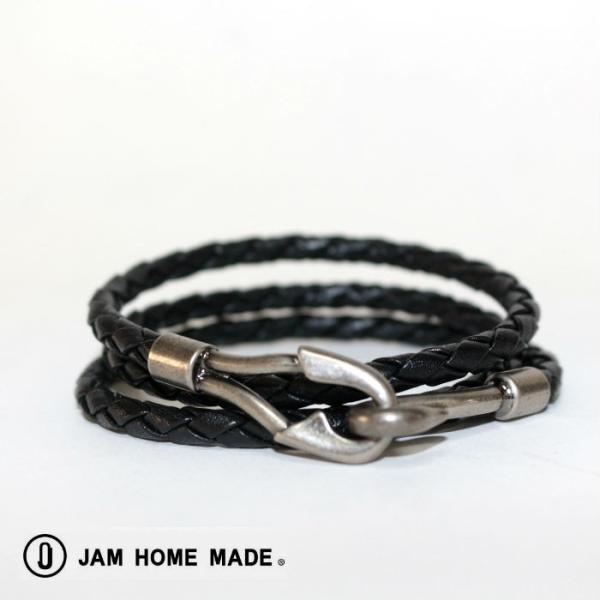 JAM HOME MADE レザーブレスレット J-NS033-BK-BK J-NS033-BK)編み込みレザーブレスレットシングル-ブラック