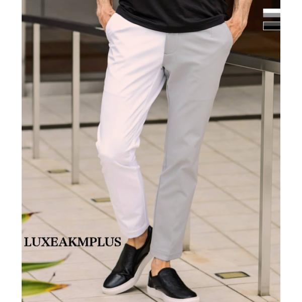 LUXEAKMPLUS リュクスエイケイエムプラス 防風バイカラースラックス メンズ ストレッチパンツ シンプル スポーツ ゴルフ GOLF おしゃれ ブランド
