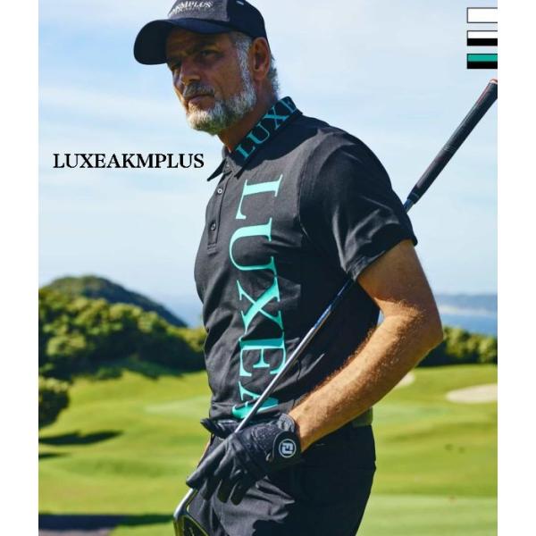SALE セール LUXEAKMPLUS リュクスエイケイエムプラス バーチカルロゴ半袖ポロシャツ ゴルフ GOLF スポーツ カジュアル