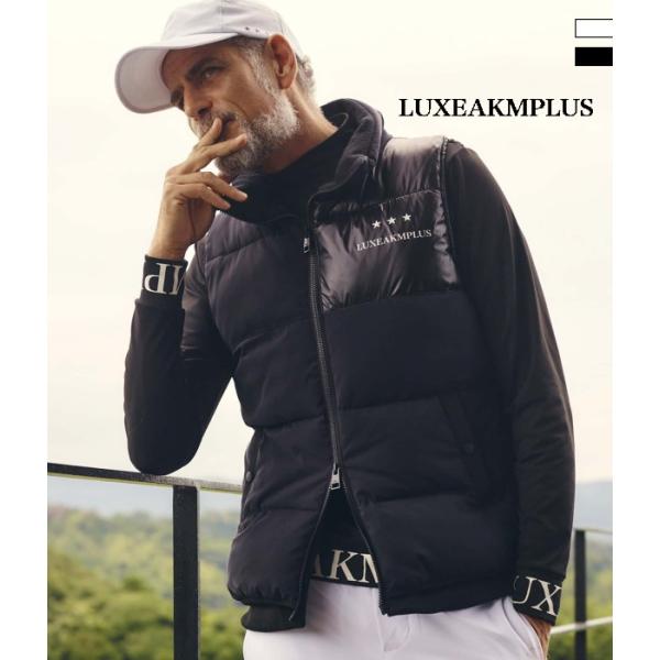 LUXEAKMPLUS リュクスエイケイエムプラス バックロゴパデッドベスト メンズ 男性 アウター ゴルフ GOLF スポーツ 防寒 ブランド