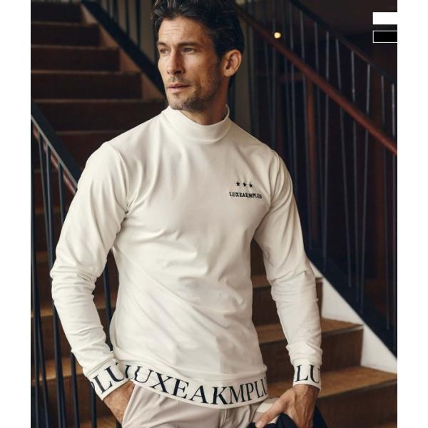 LUXEAKMPLUS リュクスエイケイエムプラス 裾ロゴモックネックTシャツ 長袖 メンズ 男性 ゴルフ GOLF スポーツウェア ブランド おしゃれ