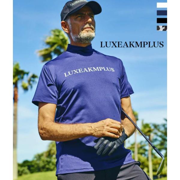 LUXEAKMPLUS リュクスエイケイエムプラス ベーシックロゴモックネック半袖Tシャツ ゴルフ GOLF スポーツ ジム 運動 速乾 ストレッチ