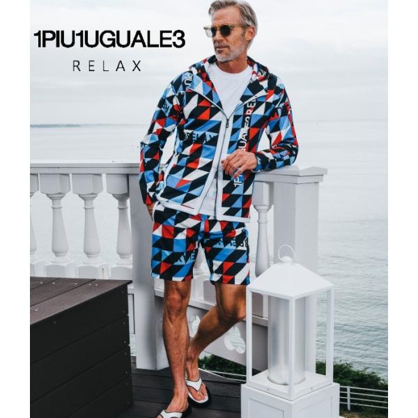 1PIU1UGUALE3 セットアップ パーカー　ハーフパンツ スウェット 1PIU1UGUALE3 RELAX セットアップ 上下セット ステッチパーカー