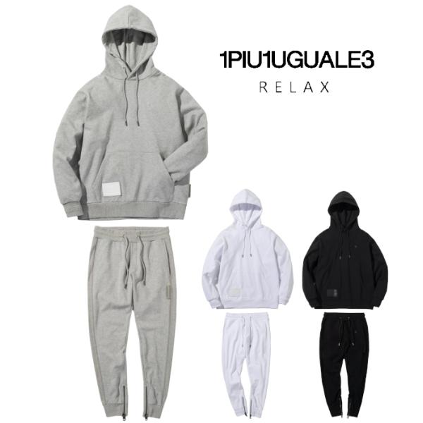 1PIU1UGUALE3 RELAX ウノピゥウノウグァーレトレ リラックス セットアップ メンズ レザーパッチ  スウェット 上下セット ジャージ スポーツ カジュアル
