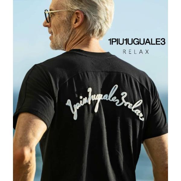 1PIU1UGUALE3 RELAX ウノピゥウノウグァーレトレ リラックス コード刺繍バックロゴ半袖Tシャツ カットソー カジュアル スポーツ シンプル