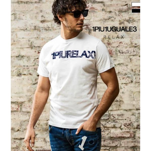 1PIU1UGUALE3 RELAX ウノ ピュ ウノ ウグァーレ トレ リラックス ブランド ペイズリーロゴ半袖Tシャツ tシャツ カットソー