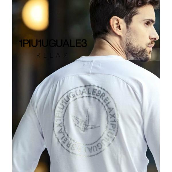 1PIU1UGUALE3 RELAX ウノピゥウノウグァーレトレ リラックス ラインストーンサークルロゴロングTシャツ 長袖 ロンT カットソー カジュアル スポーツ
