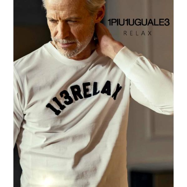 1PIU1UGUALE3 RELAX ウノピゥウノウグァーレトレ リラックス サガラ刺繍アーチロゴロングTシャツ 長袖 ロンT カットソー カジュアル スポーツ