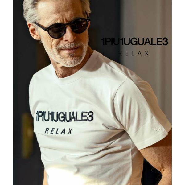 1PIU1UGUALE3 RELAX ウノピゥウノウグァーレトレ リラックス フロントロゴ刺繍半袖Tシャツ カットソー カジュアル スポーツ メンズ