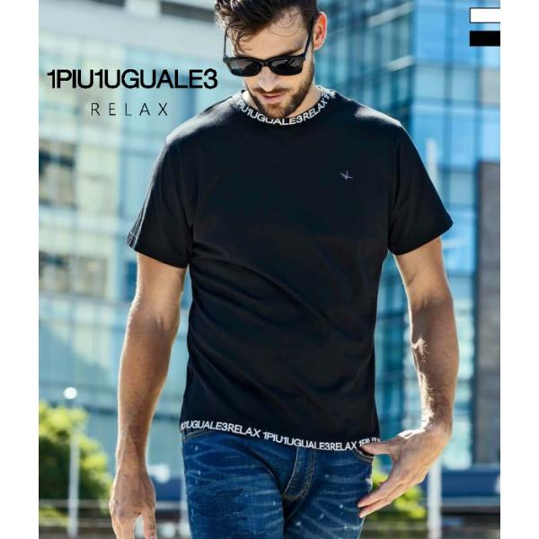 1PIU1UGUALE3 RELAX ウノピゥウノウグァーレトレ リラックス ネックロゴTシャツ メンズ 半袖 男性 カジュアル スポーツ トレーニング ジム 春夏
